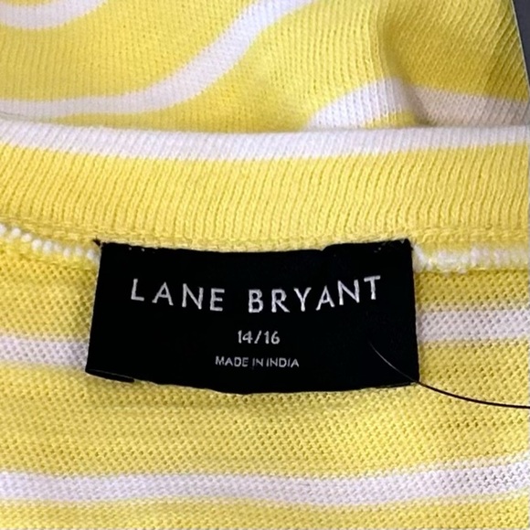 Lane Bryant Yellow Striped T Shirt Dress 14/16 NWT Cotton Short Sleeve V-Neck - Picture 14 of 16